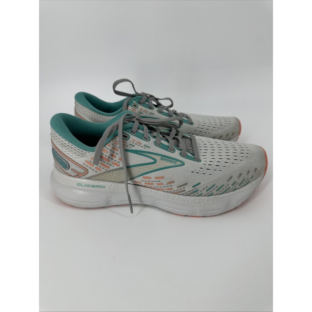 Brooks Glycerin 20 Womens Running Shoes Grey Teal Peach 1203691B061 Size 10.5